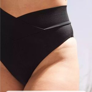 Aerie Ribbed Crossover High Cut Cheeky Bikini Bottom